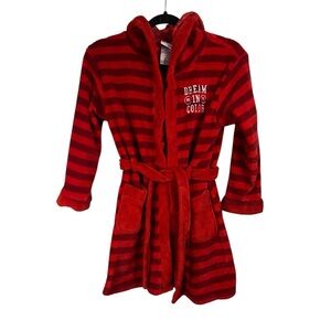 M&M'S World Youth plush hooded robe - Red w/ stripes - Size Large 9/10